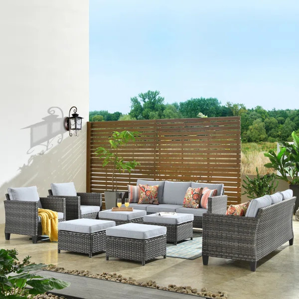 Karma Wicker/Rattan 10 - Person Seating Group with Cushions | Wayfair North America