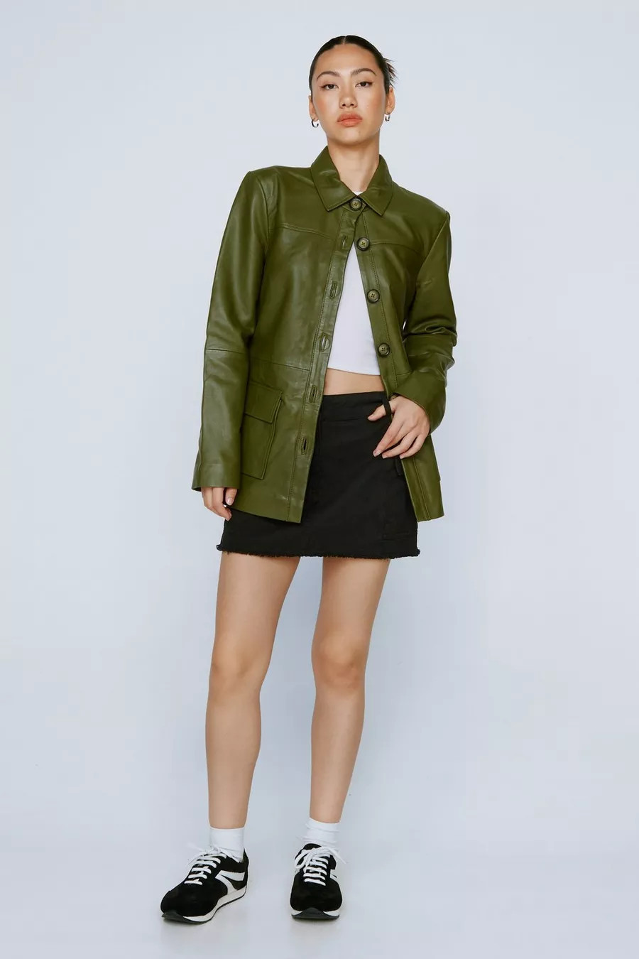 Real Leather Tie Waist Belt Jacket | Nasty Gal (US)