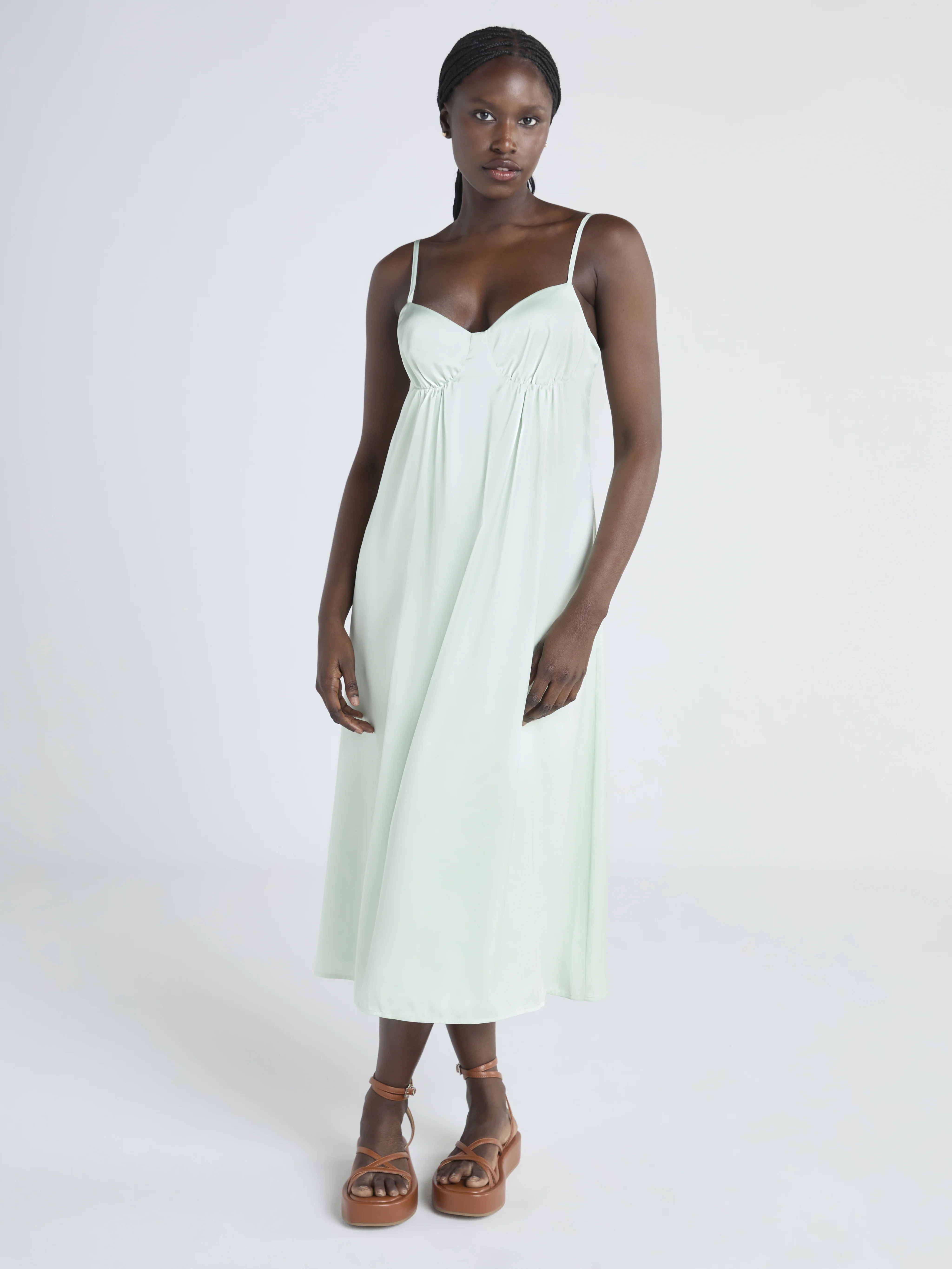 Scoop Women’s Satin Ruched Maxi Slip Dress, Sizes XS-XXL | Walmart (US)