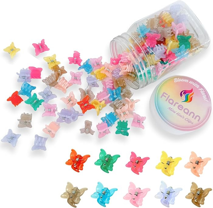 Mini Butterfly Hair Clips for Baby, Toddler & Little Girls, 100 Pcs Colorful Cute Hair Accessorie... | Amazon (US)
