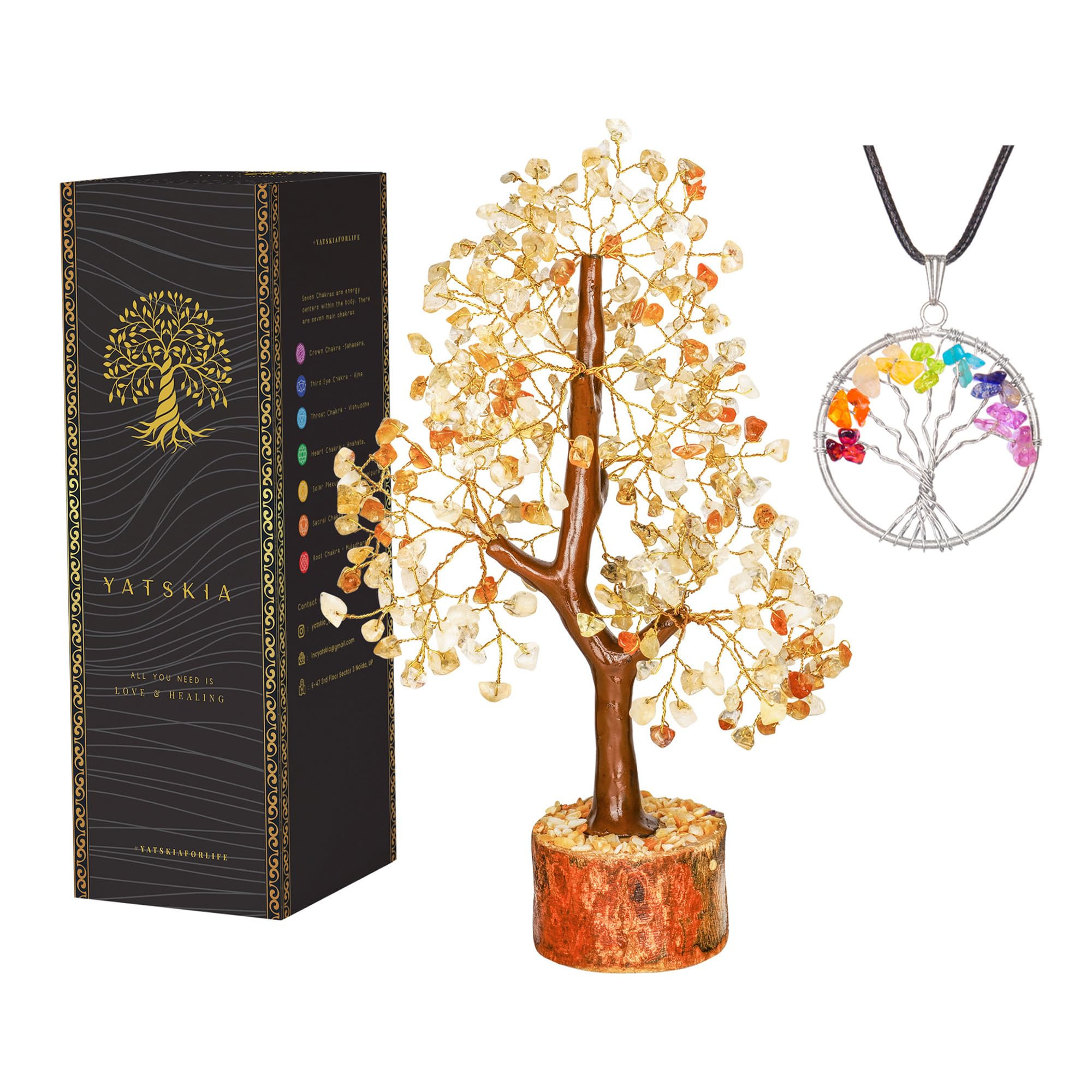 YATSKIA Citrine Crystal Tree of Life - Gemstone Tree - Citrine Crystal Stone Decor - Good Luck Gi... | Amazon (US)
