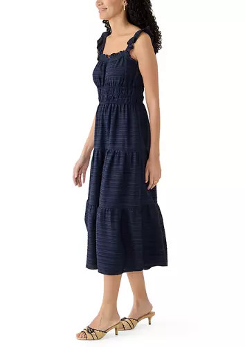 Women's Windowpane Ruffle Midi Dress | Belk