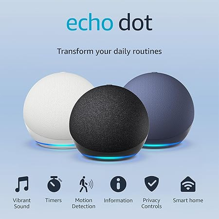 Echo Dot (5th Gen, 2022 release) | With bigger vibrant sound, helpful routines and Alexa | Charco... | Amazon (US)