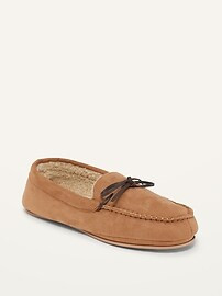 Faux-Suede Sherpa-Lined Moccasin Slippers for Men | Old Navy (US)