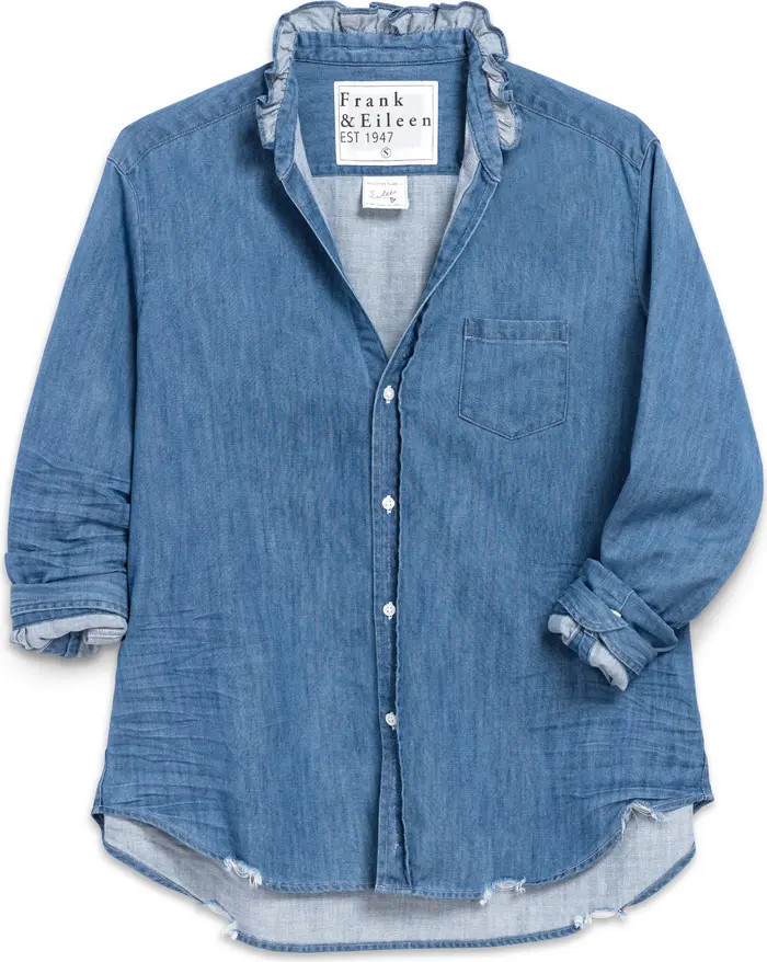 Ruffle Collar Relaxed Button Up Shirt | Nordstrom