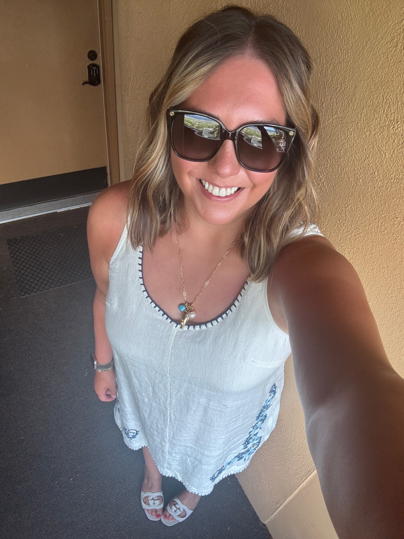 Last night in Maui. So ready to see the Doodles and Devin but not ready to leave the sand and water. I saved this dress for a fun dinner out at the Four Seasons. Linen was perfect for a warm and sunny evening. I love this charm necklace to add a little fun to my outfit. The fish is really on trend right now  

#LTKStyleTip #LTKTravel #LTKMidsize