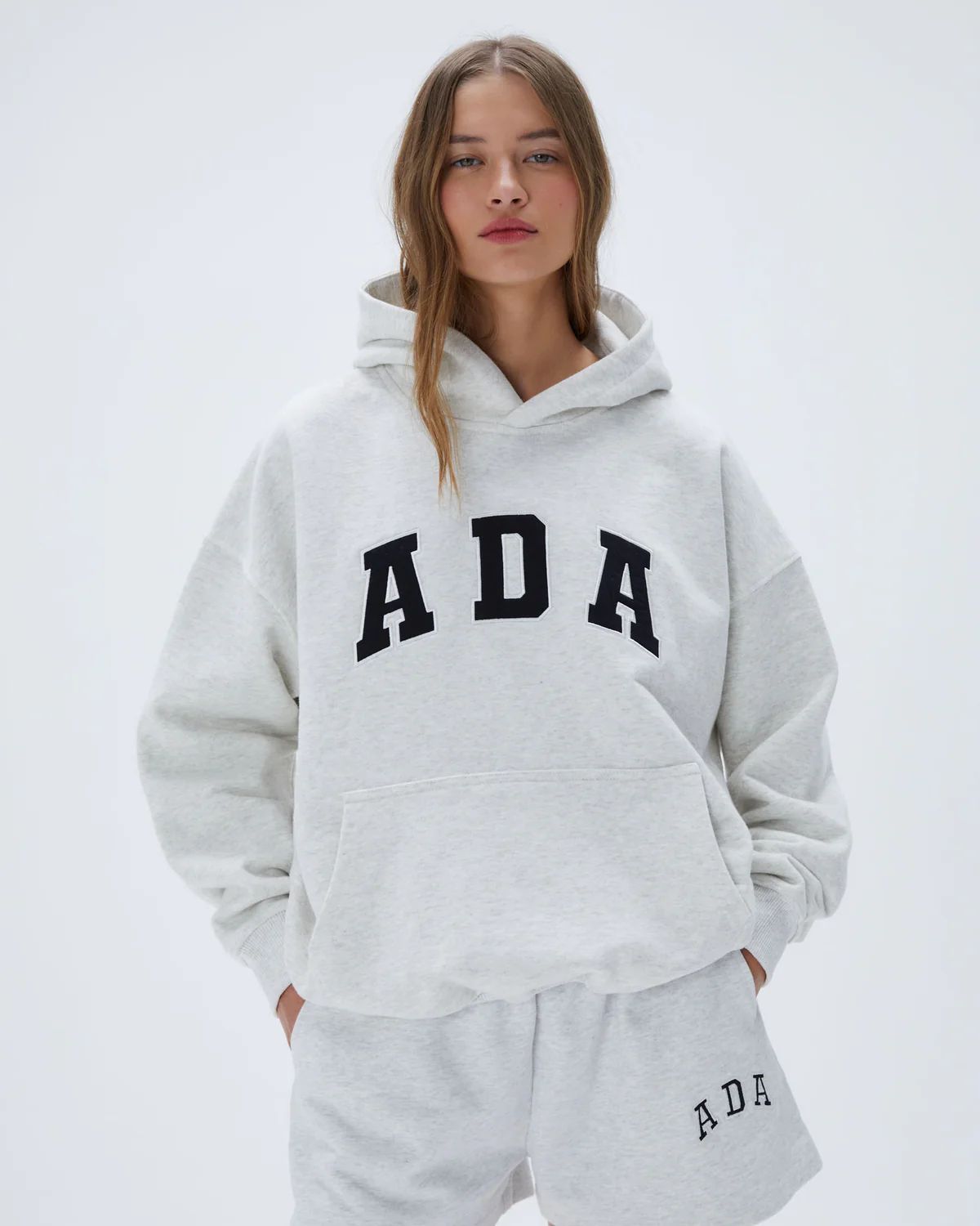 ADA Oversized Hoodie - Light Grey Melange | Adanola UK