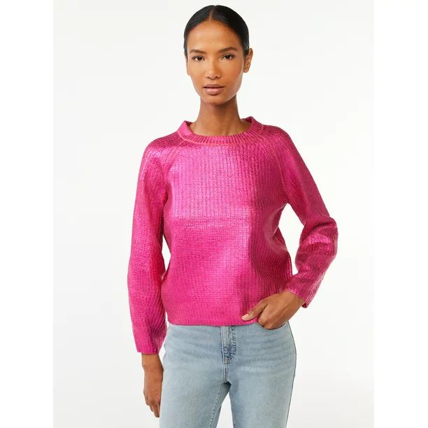 Scoop Women's Metallic Foil Sweater | Walmart (US)