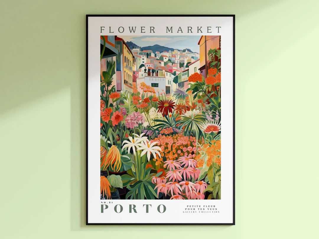 Flower Market Porto Print Portugal Travel Art Autumn Flower - Etsy | Etsy (US)
