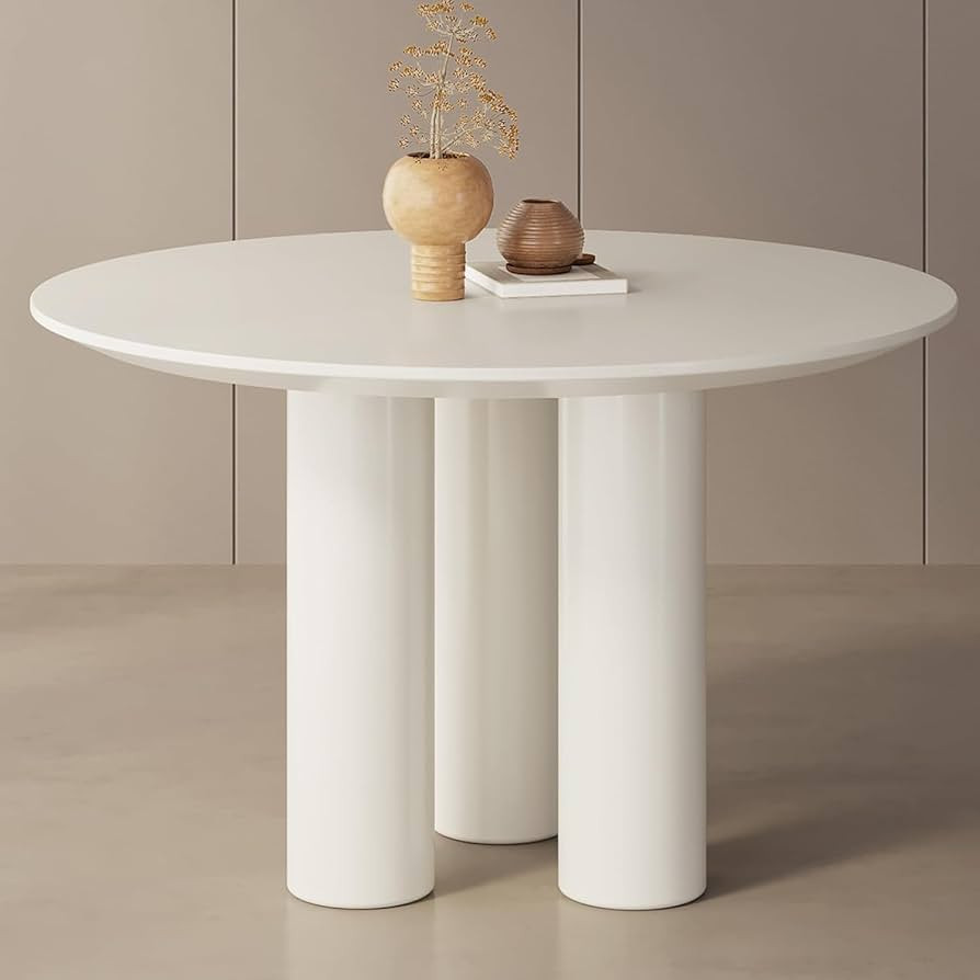 Guyii 30" Cream White Dining Table, Modern Round Kitchen Table, Small Indoor End Table for Kitche... | Amazon (US)