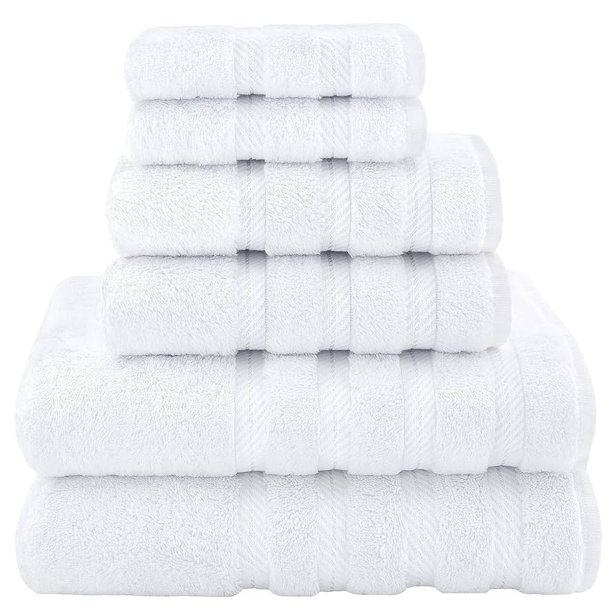 American Soft Linen Luxury 6 Piece Towel Set, 2 Bath Towels 2 Hand Towel 2 Washcloths, 600 GSM 10... | Amazon (US)