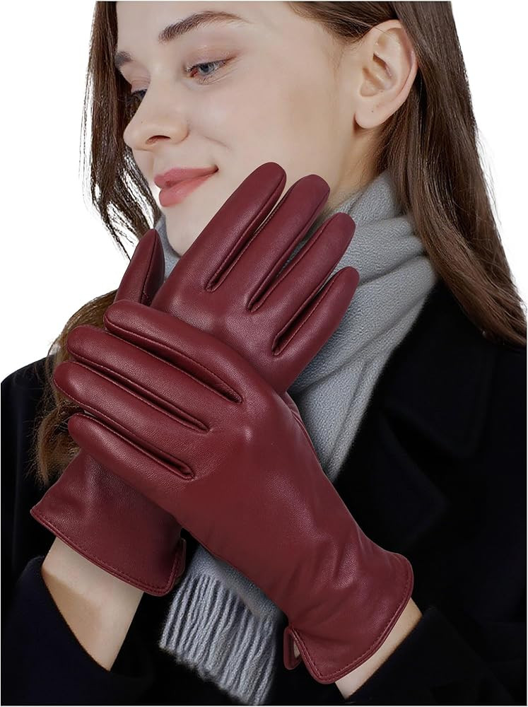 GSG Chrome-free Leather Gloves for Women Warm Cashmere/Fleece Lined Touch screen Nappa Lambskin D... | Amazon (US)