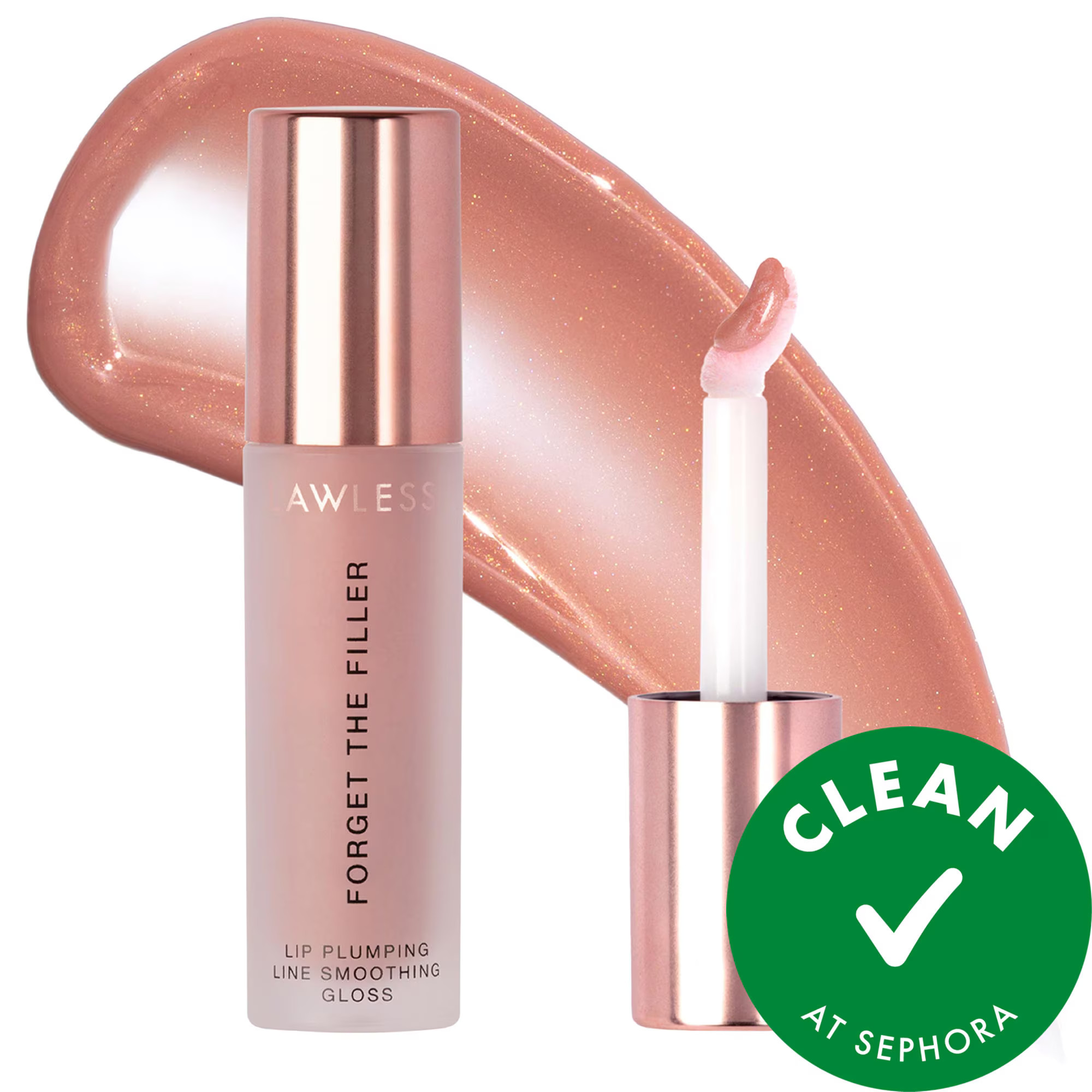LAWLESS Forget The Filler Lip Plumper Line Smoothing Gloss Nudie 0.11 oz | Sephora (US)