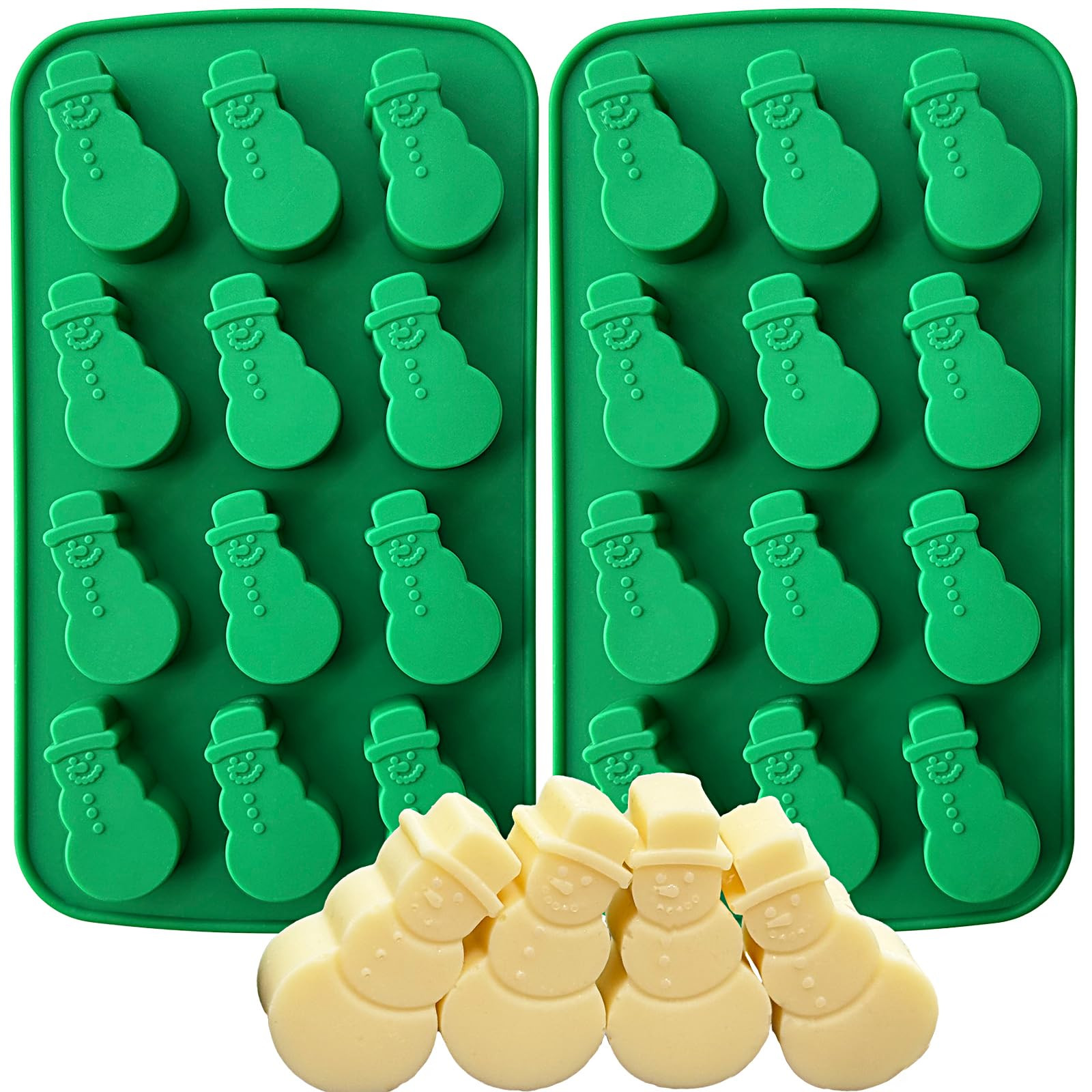 Snowman Chocolate Mold, 12 Cavities Christmas Silicone Candy Mold Snowman Ice Cube Molds for Choc... | Amazon (US)
