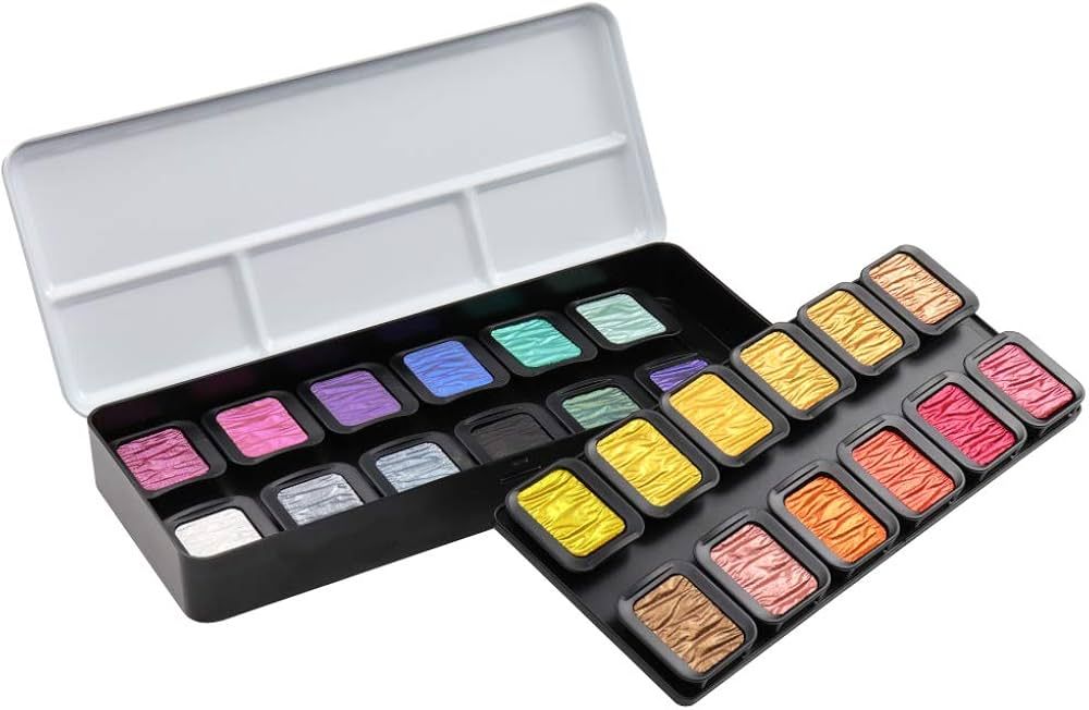 Holbein F2400 610605 Water-Soluble Solid Paint, Fine Tech, Pearl 22 Colors + Flip-Flop 2 Colors | Amazon (US)