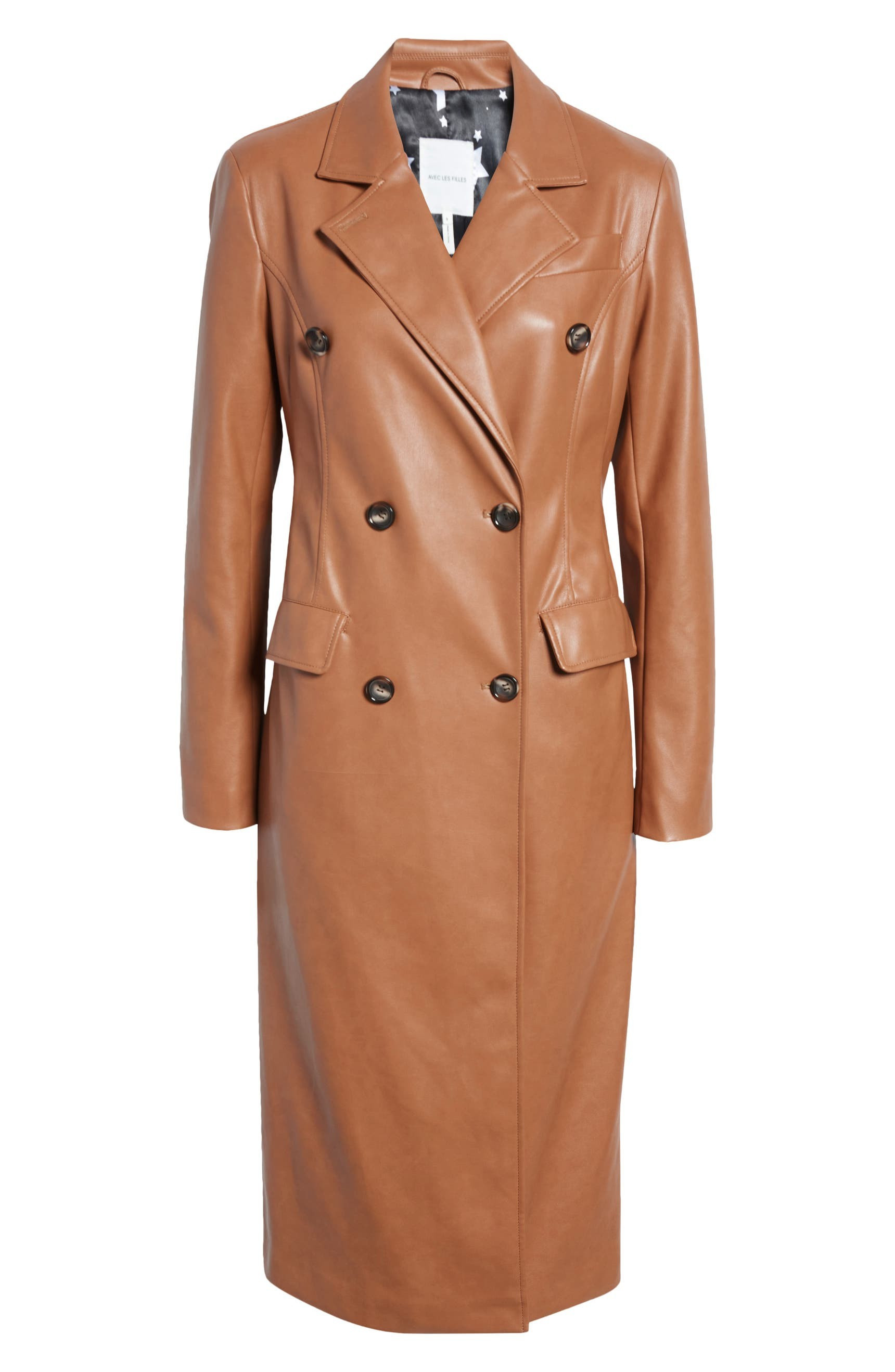 Double Breasted Faux Leather Trench Coat | Nordstrom