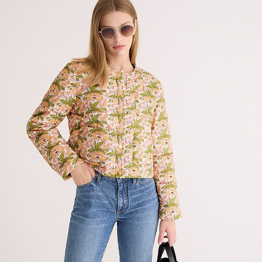 Quilted Louisa puffer lady jacket in Liberty® Butterfield Poppy fabric | J. Crew US