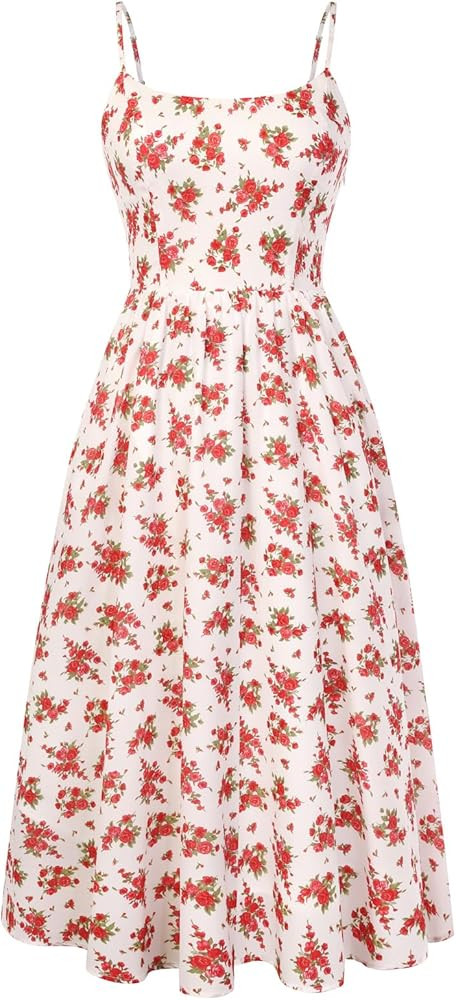Belle Poque Floral Dress for Women 2026 Summer Sleeveless Midi Sun Dresses A-line Beach Elegant S... | Amazon (US)