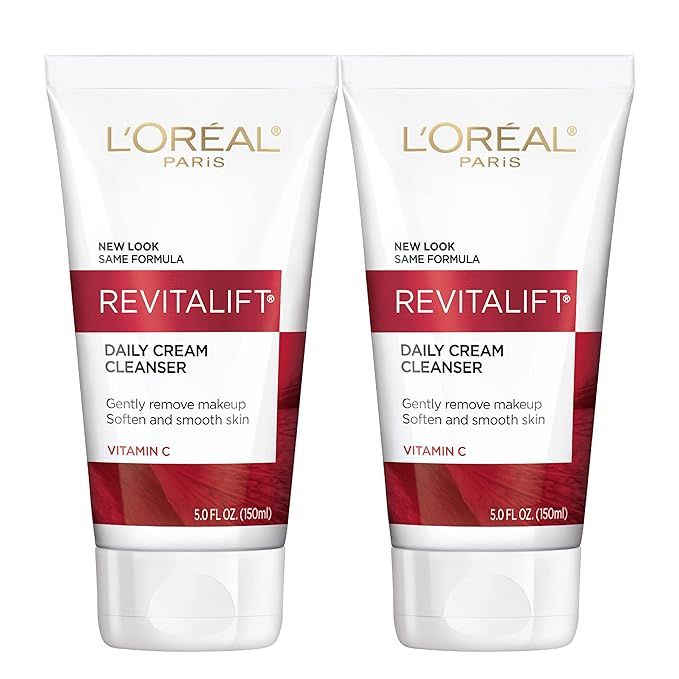 L'Oreal Paris Revitalift Daily Cream Cleanser, Gentle Makeup Remover Face Wash with Vitamin C 5 f... | Amazon (US)