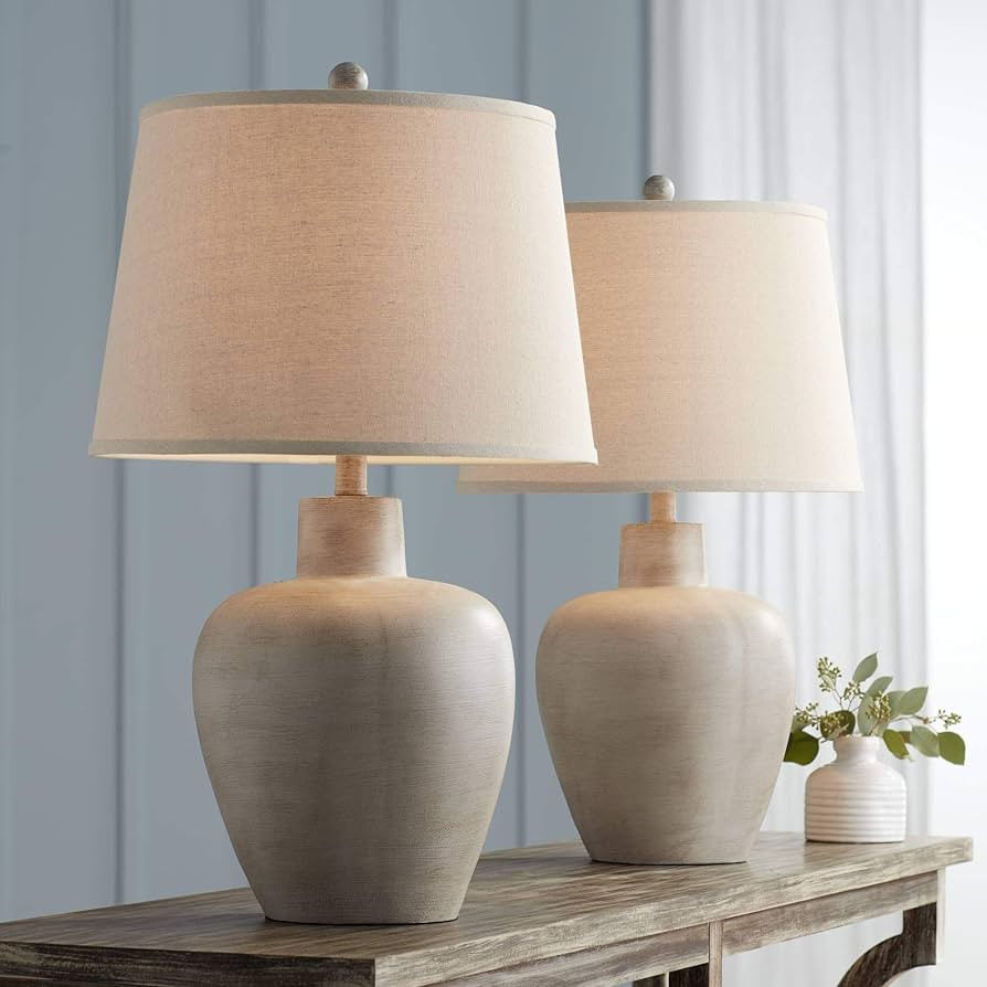 Regency Hill Glenn Rustic Country Cottage Style Table Lamps 27" Tall Set of 2 Southwest Urn Neutr... | Amazon (US)