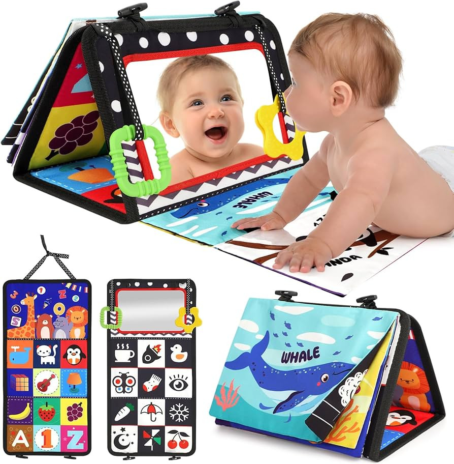 URMYWO Baby Tummy Time Toys Black and White Baby Sensory Toys Baby Mirror Newborn Essentials Brai... | Amazon (UK)