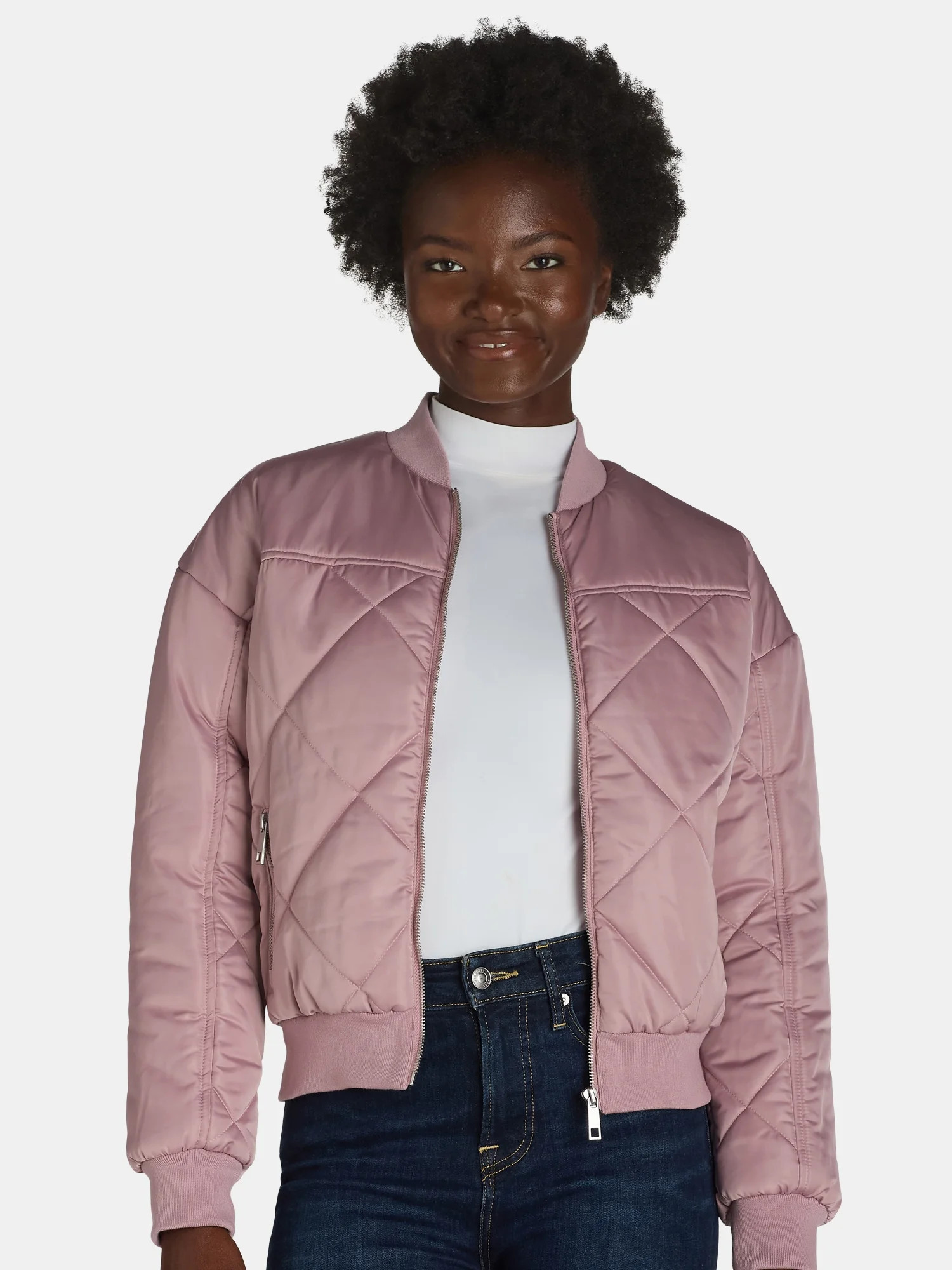 Time and Tru Women's and Women’s Plus Size Quilted Bomber Jacket, Sizes XS-3X | Walmart (US)