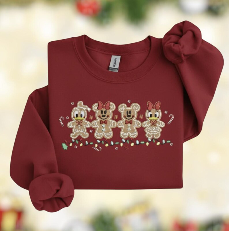 Embroidered Disney Gingerbread Sweatshirt, Minnie Mickey Donald Daisy Christmas Crewneck, Family ... | Etsy (US)
