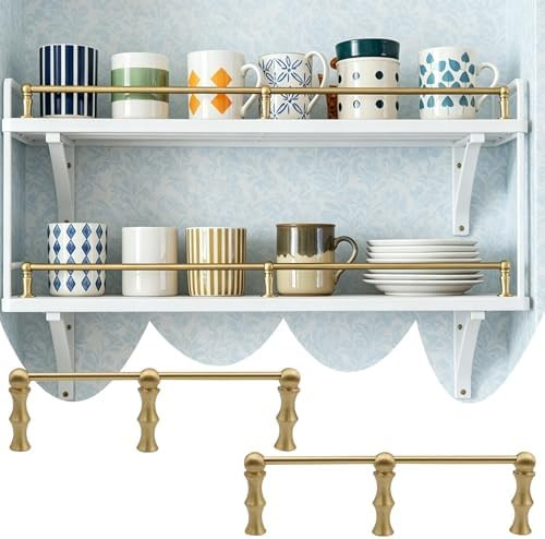 2 Pcs Brass Shelf Rail Kit, Decorative Gallery Rails for Shelves, Custom Shelf Guard Rail with Po... | Amazon (US)