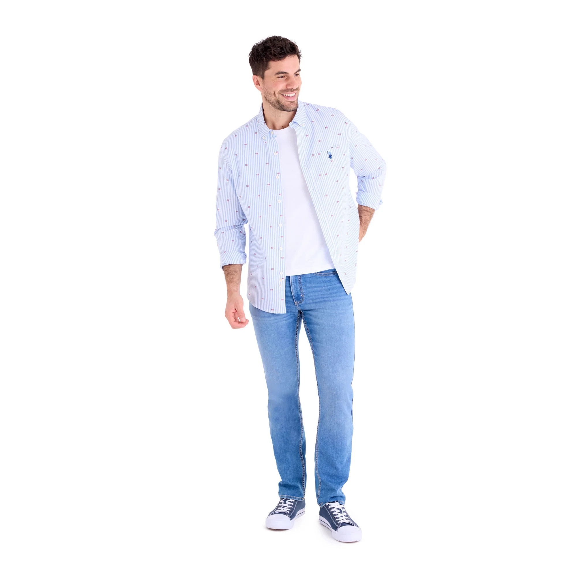 U.S. Polo Assn. Men's Long Sleeve Americana Oxford Shirt | Walmart (US)