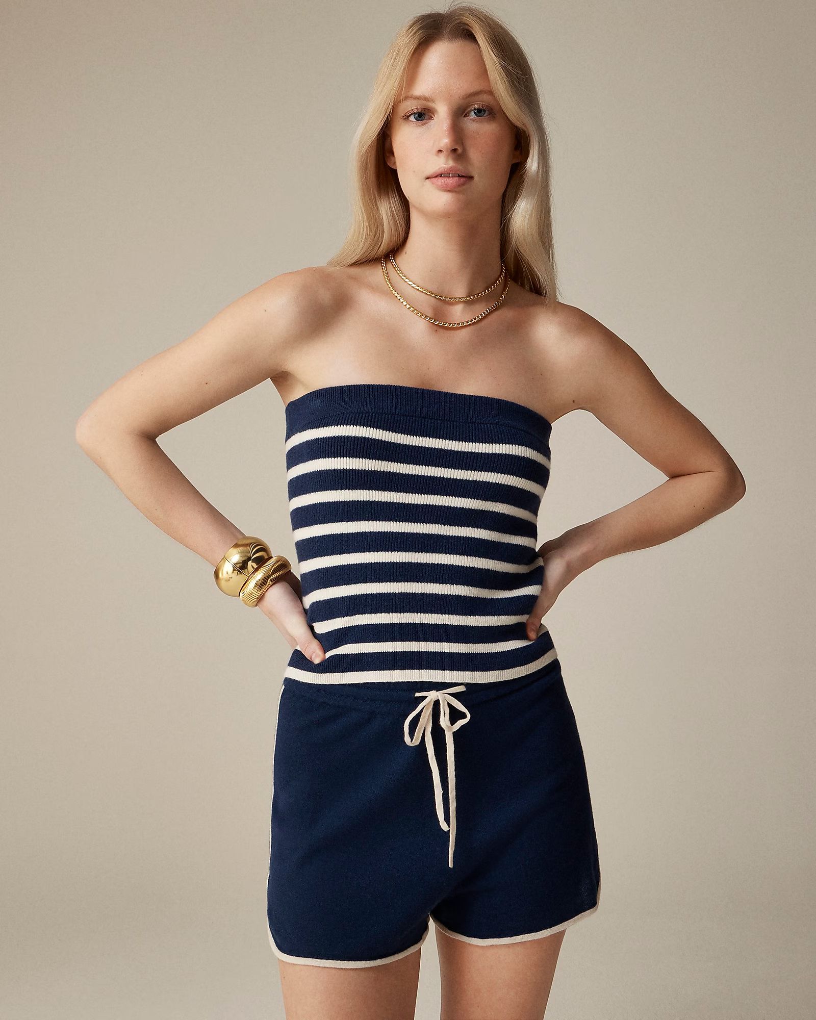 Featherweight cashmere-blend tube top in stripe | J.Crew US