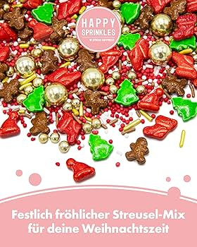 Happy Sprinkles Santas Favourite 90g - Streusel Mix mit Schokolade zum Dekorieren - Weihnachtlich... | Amazon (DE)