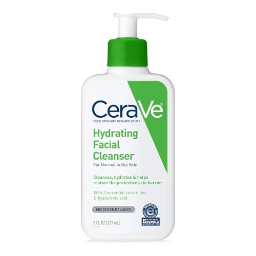CeraVe Hydrating Facial Cleanser, Moisturizing Face Wash For Dry Skin, Hyaluronic Acid + Ceramides + Glycerin, Hydrating Cleanser For Normal To Dry Skin, National Eczema Association Certified | Amazon (US)