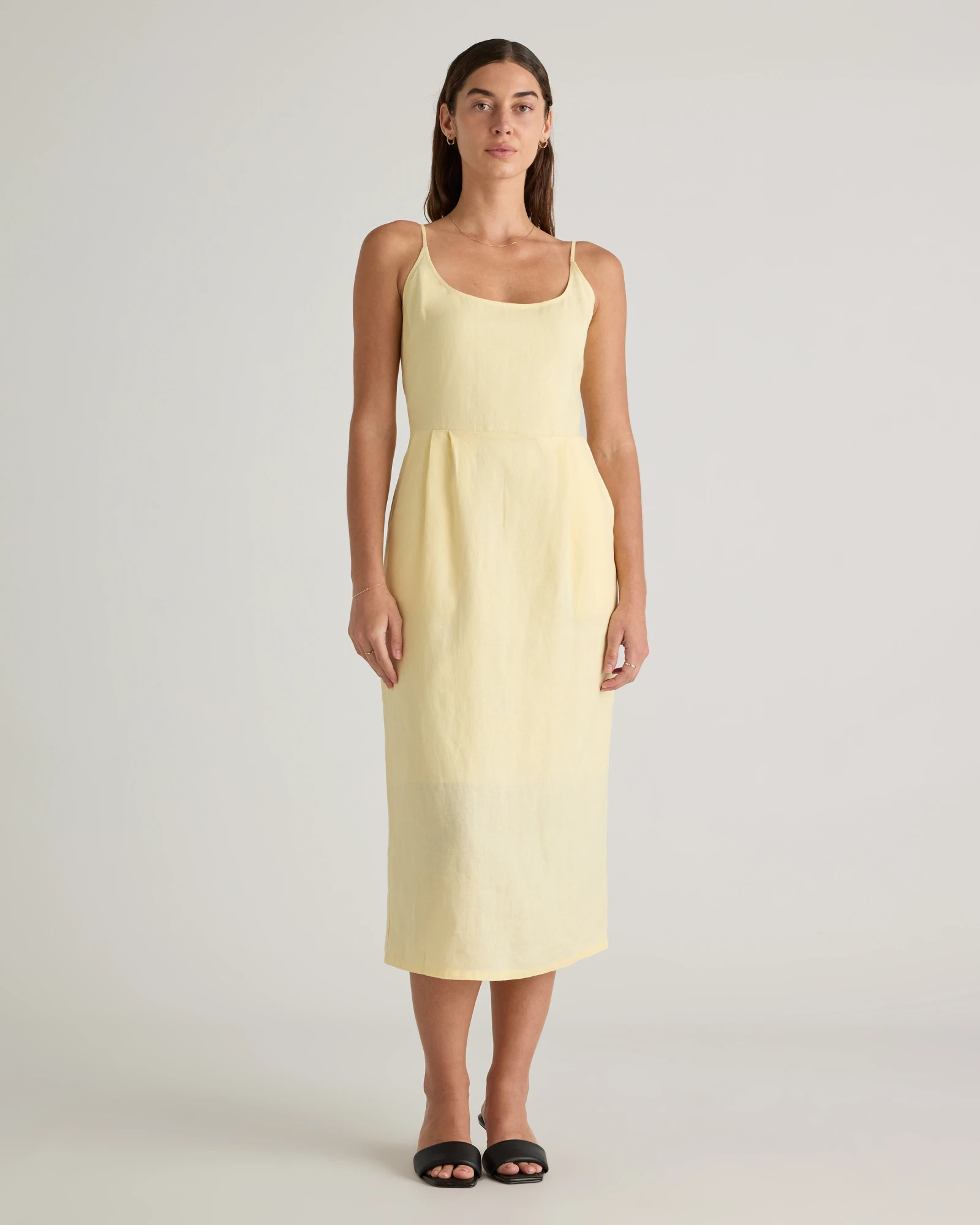100% European Linen Scoop Neck Midi Dress | Quince