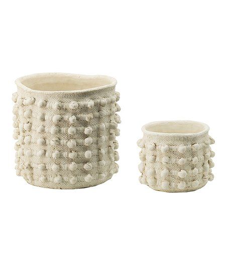 White Cement Planter - Set of Two | Zulily