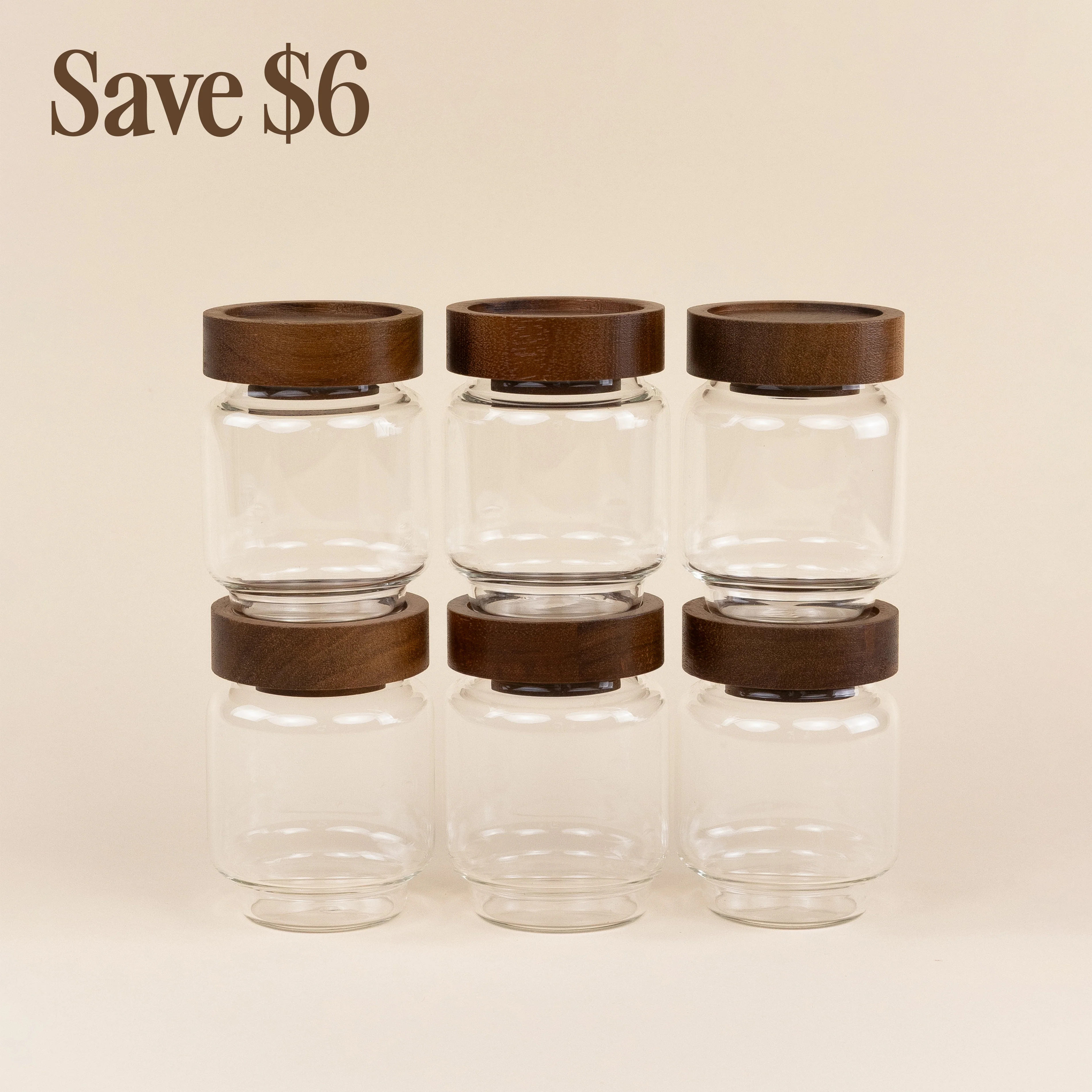 The Breakfast Pantry Mini Six Canister Set With Acacia Wood Lids | The Breakfast Pantry