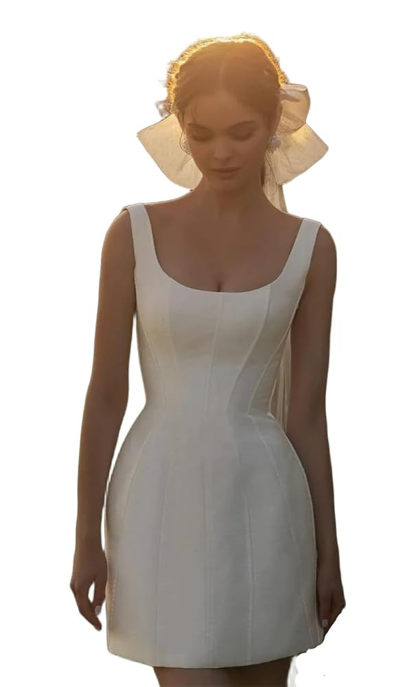 Short Wedding Dresses For Bride White Beach Dress White Mini Dress White Dress Mini Dress Party | Amazon (US)