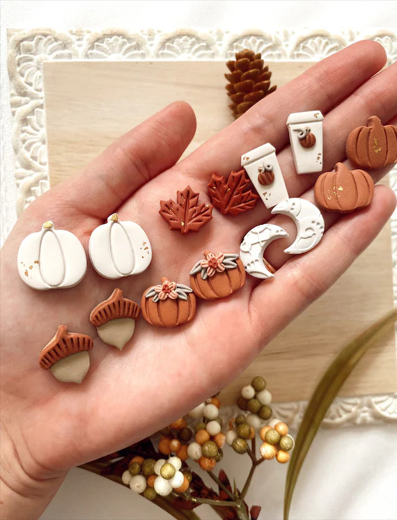 Fall Stud Earrings Stud Pack Polymer Clay Earrings | Etsy | Etsy (US)