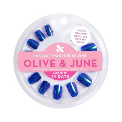 Olive & June Press-On Fake Nails - XS Squoval - Electric Blue Iridescent Chrome - 42ct | Target