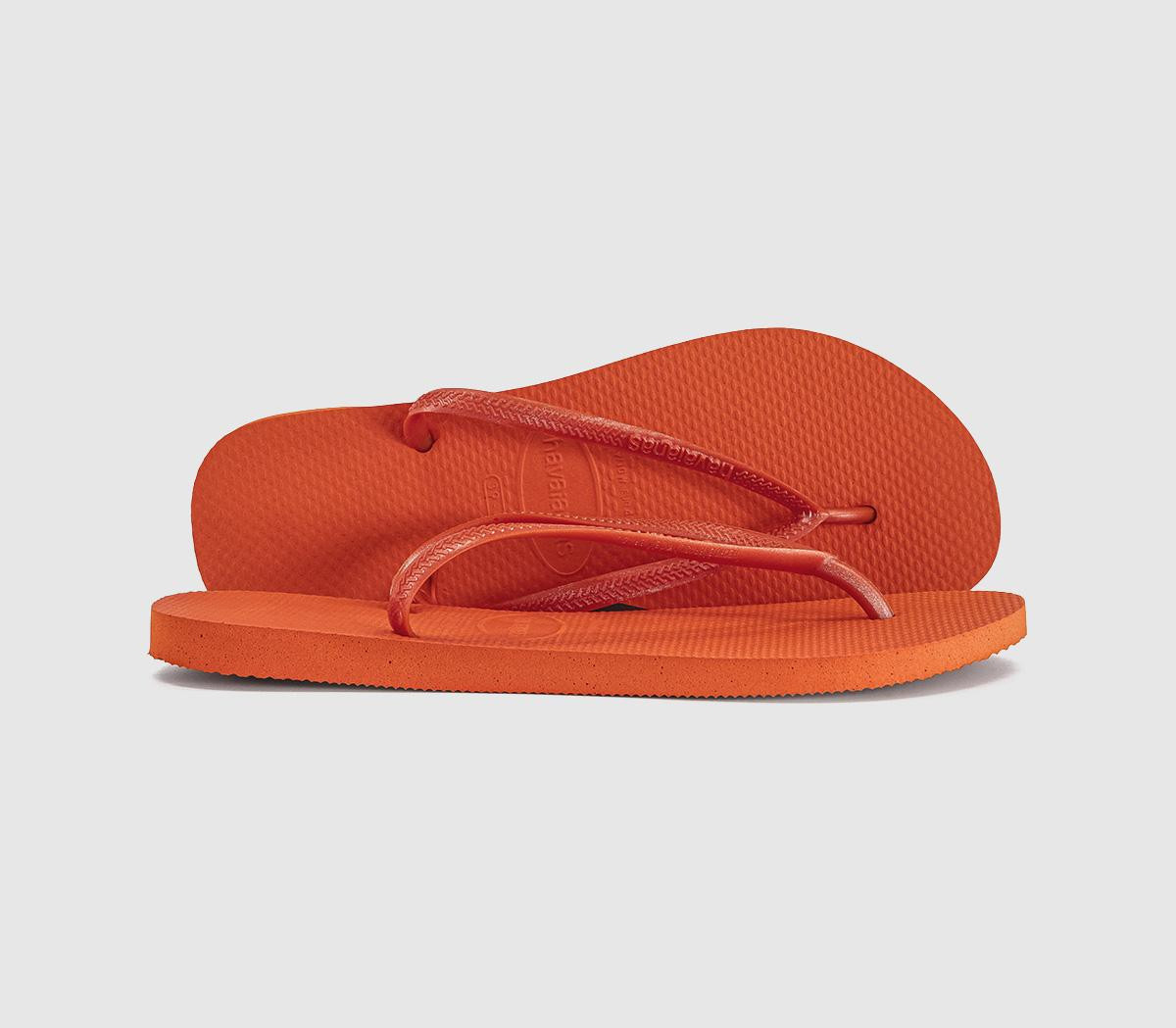 Havaianas Womens Slim Flip Flops Sunset Orange Red, 3/4 | Office Shoes (UK)
