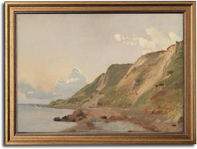 Gold Framed Wall Art Vintage Canvas Wall Art Coastal Landscape Natural Aesthetic Artwork Prints P... | Amazon (US)