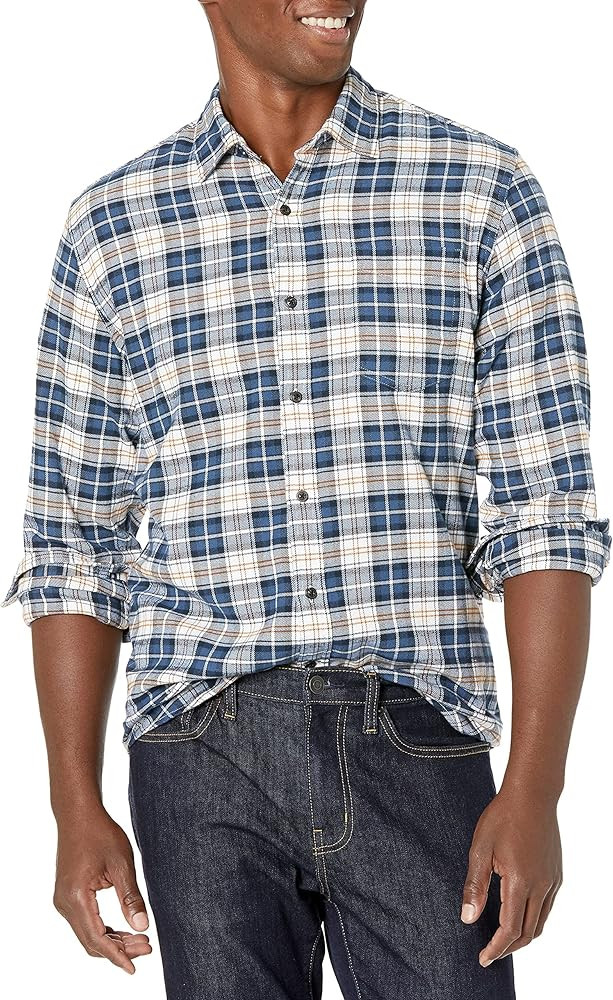 Amazon Essentials Men's Long-Sleeve Flannel Shirt - Discontinued Colors | Amazon (US)