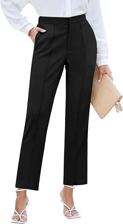 GRAPENT Dress Pants Women High Waisted Work Pants Dressy Casual Straight Leg Elastic Waist Croppe... | Amazon (US)