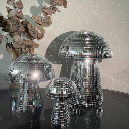 Fnyko Mushroom Disco Ball for bar Party Room Table Decor - Mirror Disco Ball Mushroom Shape Home Art | Walmart (US)