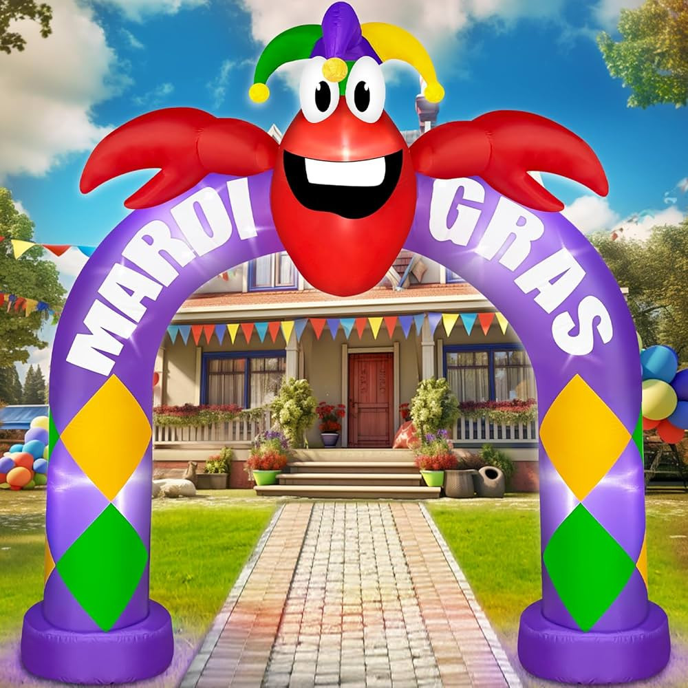 TURNMEON 8 Foot Giant Mardi Gras Inflatable Archway Outdoor Decorations Inflatable Lobster Arch B... | Amazon (US)