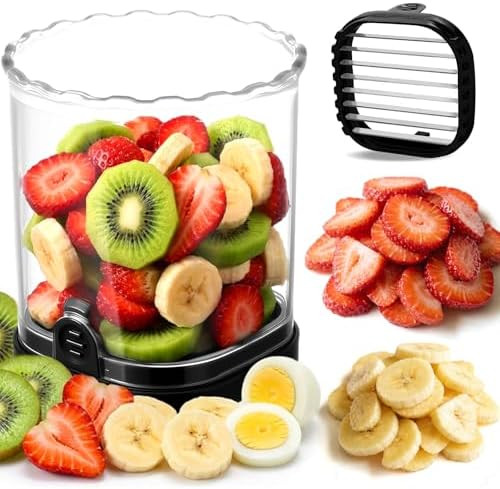 Hendiy Strawberry Slicer with Stainless Steel Blades | Egg & Fruit Slicer Cup for Banana, Cucumbe... | Amazon (US)