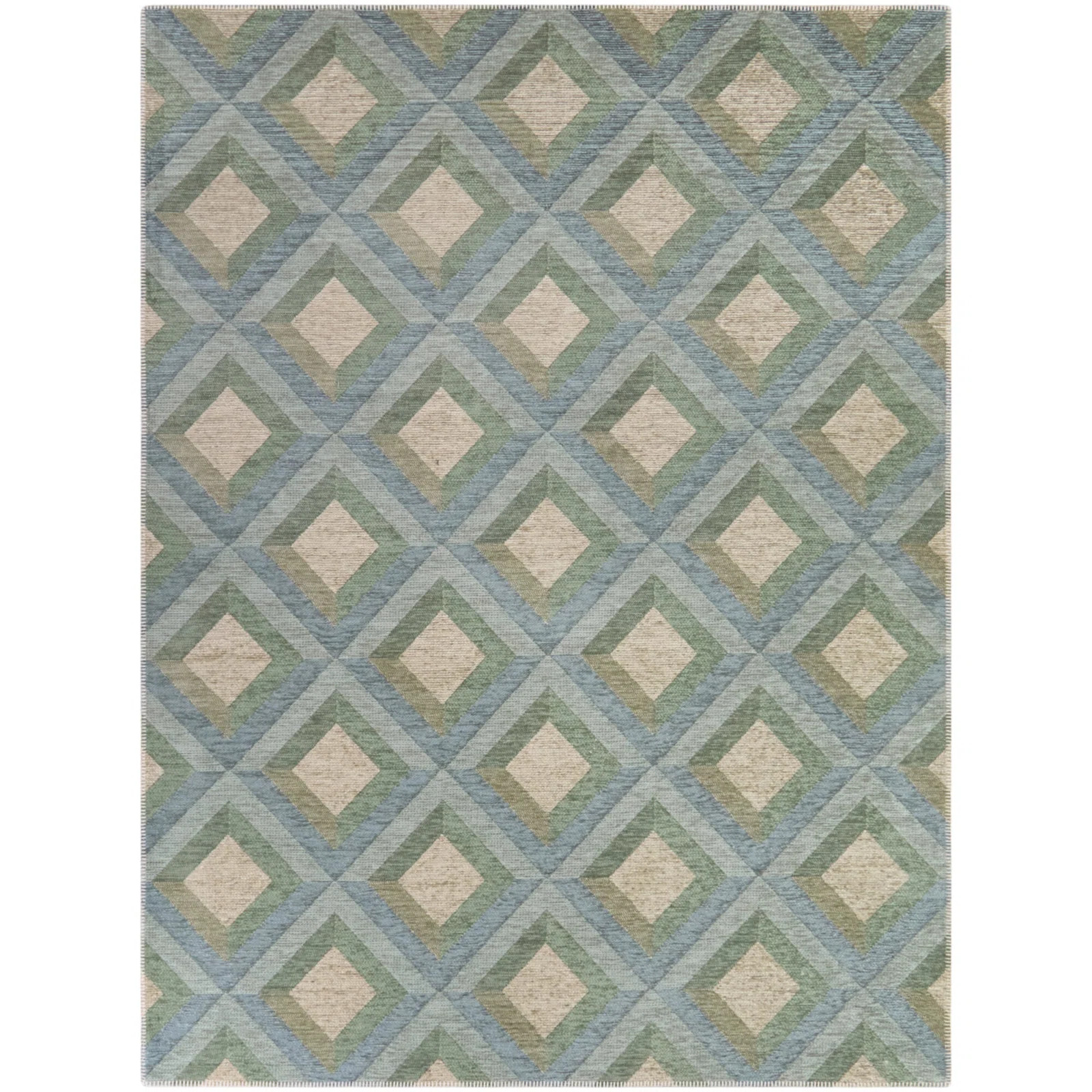 Schnitzer Green/Blue Modern Geometric Area Rug | Wayfair North America