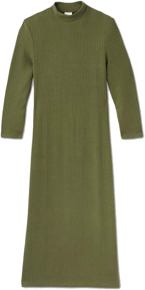 A New Day Women's Long Sleeve Rib Knit Dress Olive Green, Size XXL | Walmart (US)