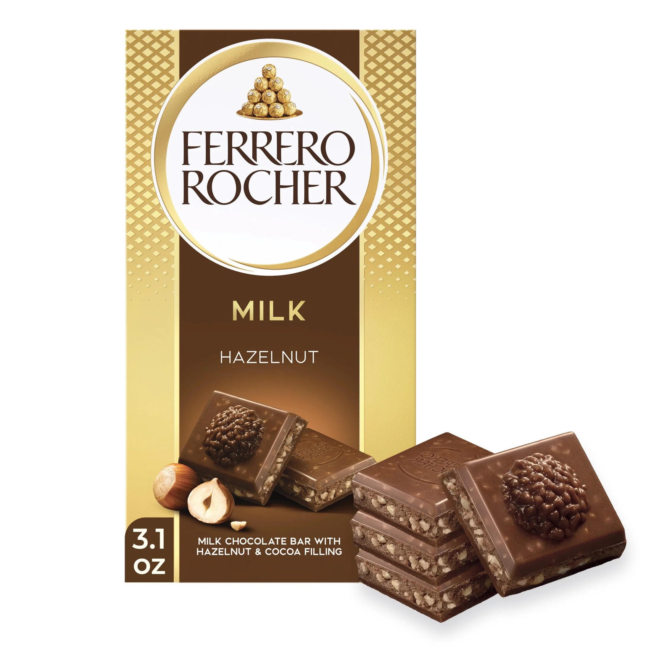 Ferrero Rocher premium chocolate bar, Milk Chocolate with Hazelnut Filling, Perfect Self Treat, 3... | Walmart (US)
