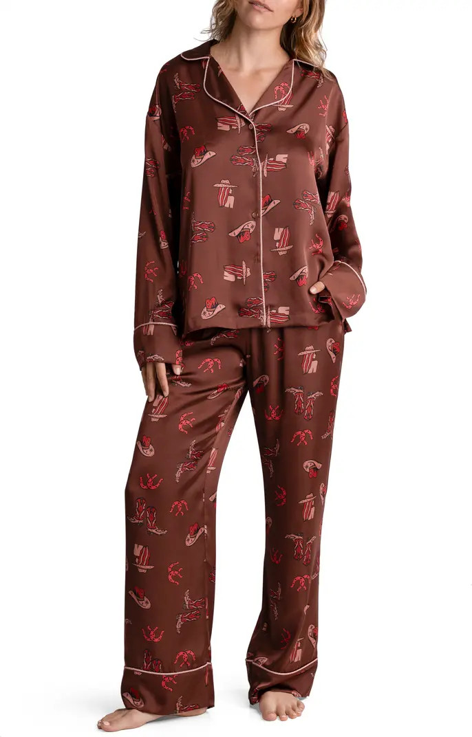 Howdy Print Satin Pajamas | Nordstrom