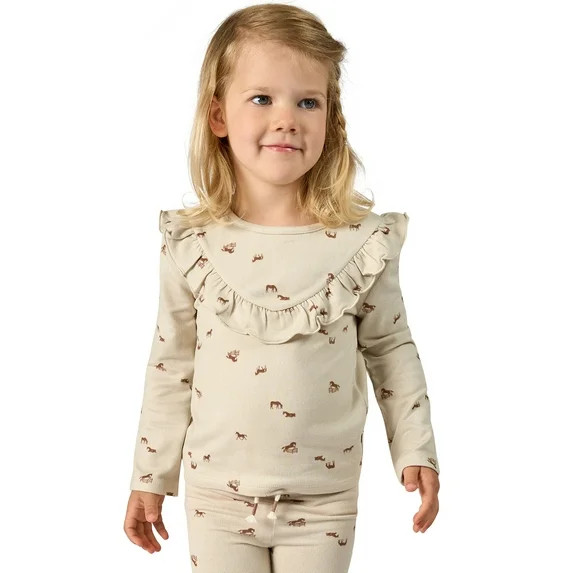Modern Moments by Gerber Toddler Girl Ruffle Long Sleeve Top, Sizes 12M-5T - Walmart.com | Walmart (US)